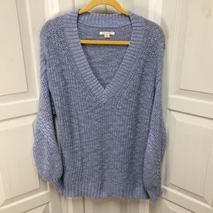 American Eagle Blue V-Neck Chunky Sweater